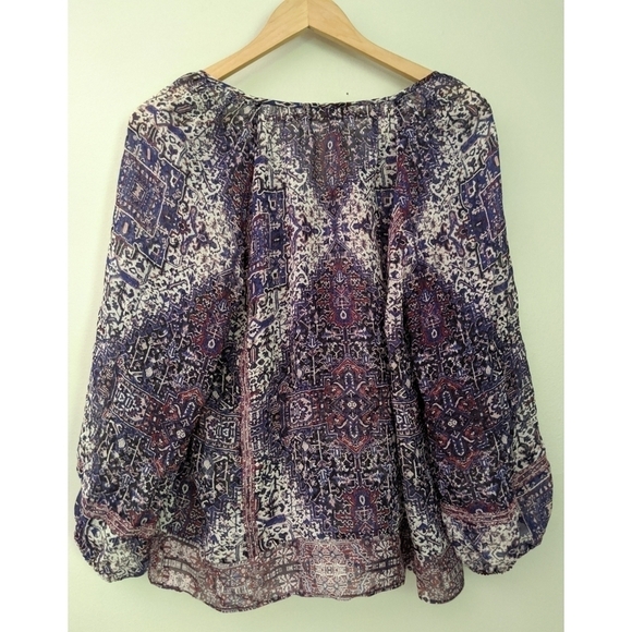 Joie V-Neck 3/4 Sleeve Print Silk Blouse - Picture 4 of 9